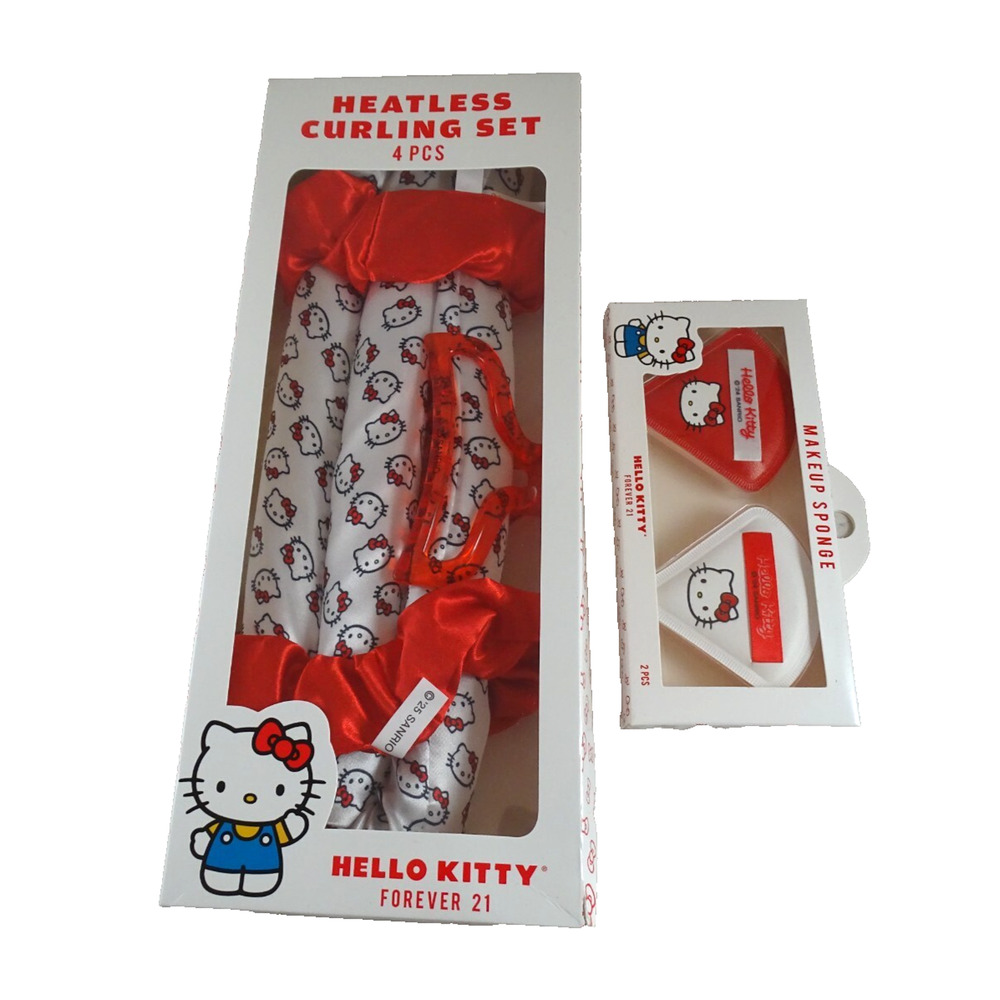 Hello Kitty SATIN HEATLESS STYLING & BOW CLAW CLIP and Makeup Sponges Forever 21